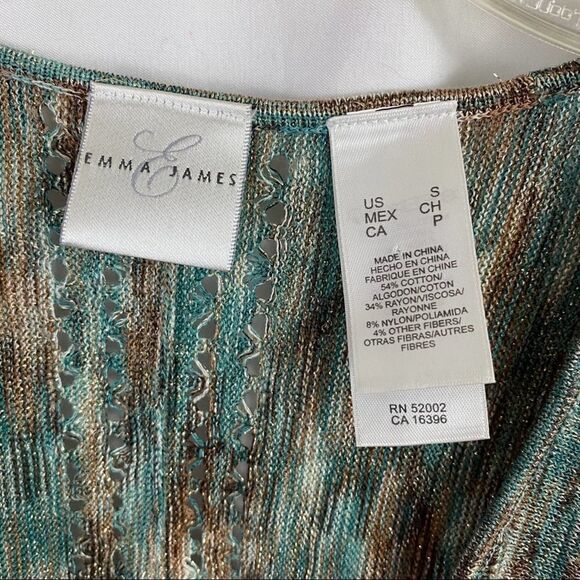 Emma E James Metallic Multi Color Knitted Winged Sleeve Sweater Size Small - Picture 6 of 10